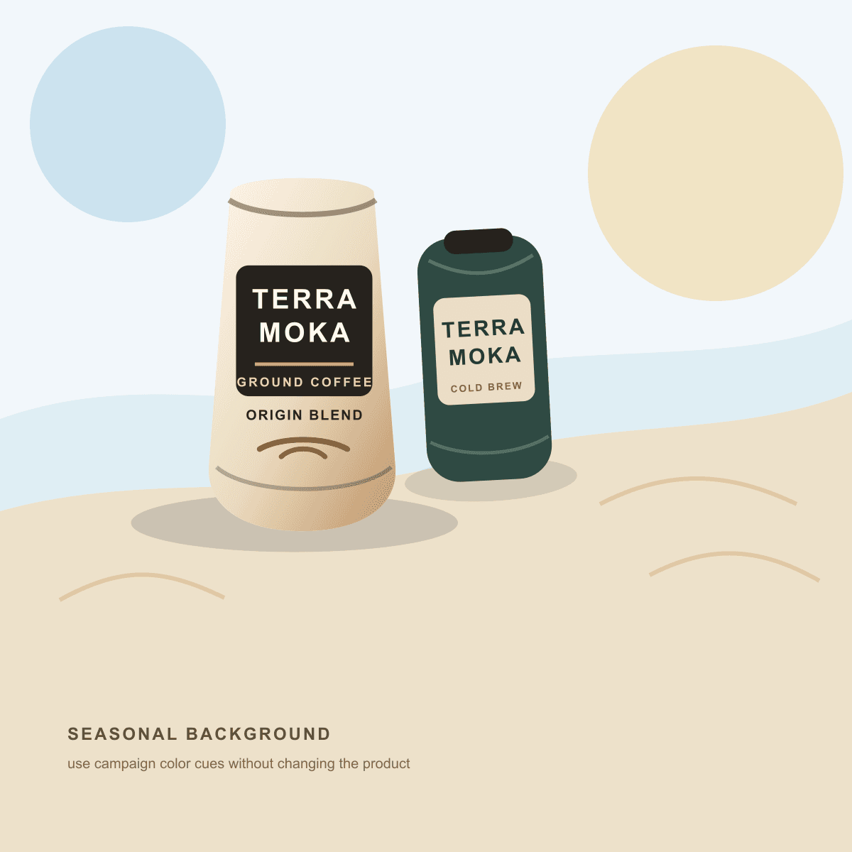 Sample product background case with a seasonal campaign scene.