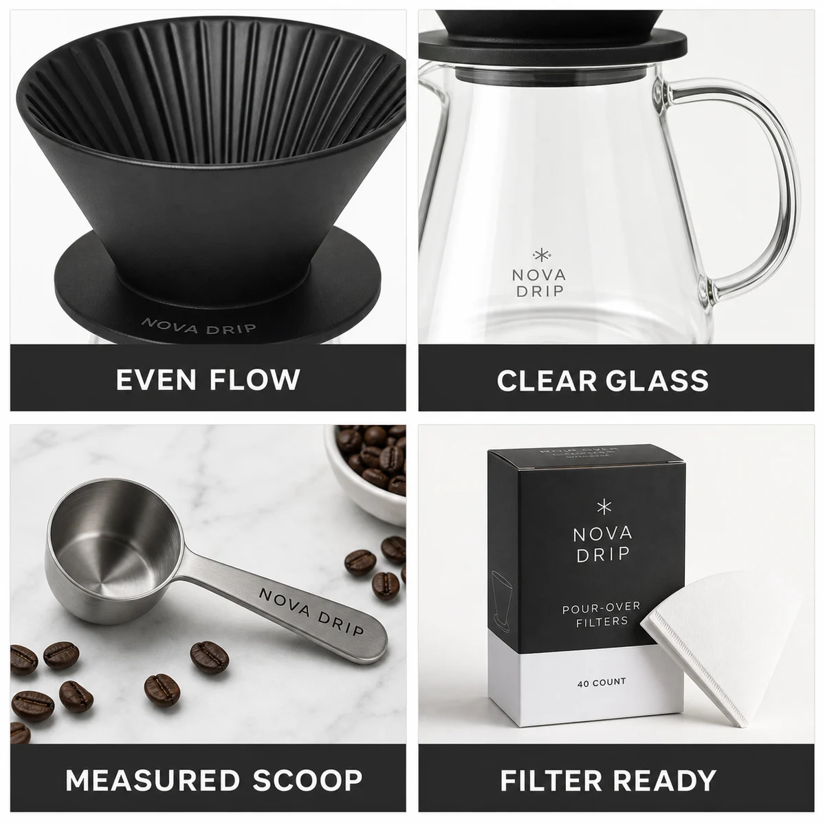 Generated Amazon A+ style four-feature module showing product detail closeups.