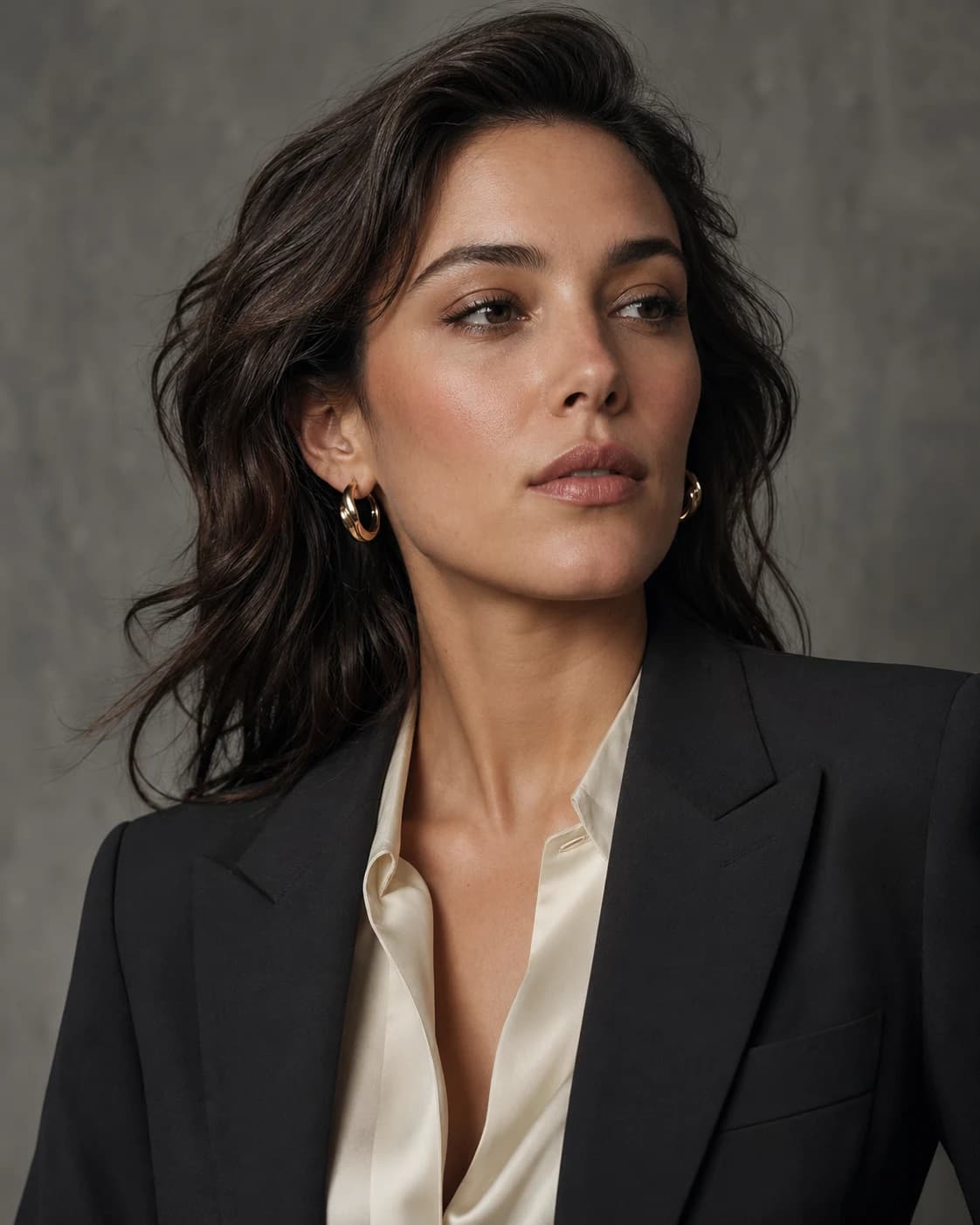 Editorial portrait fashion source still.