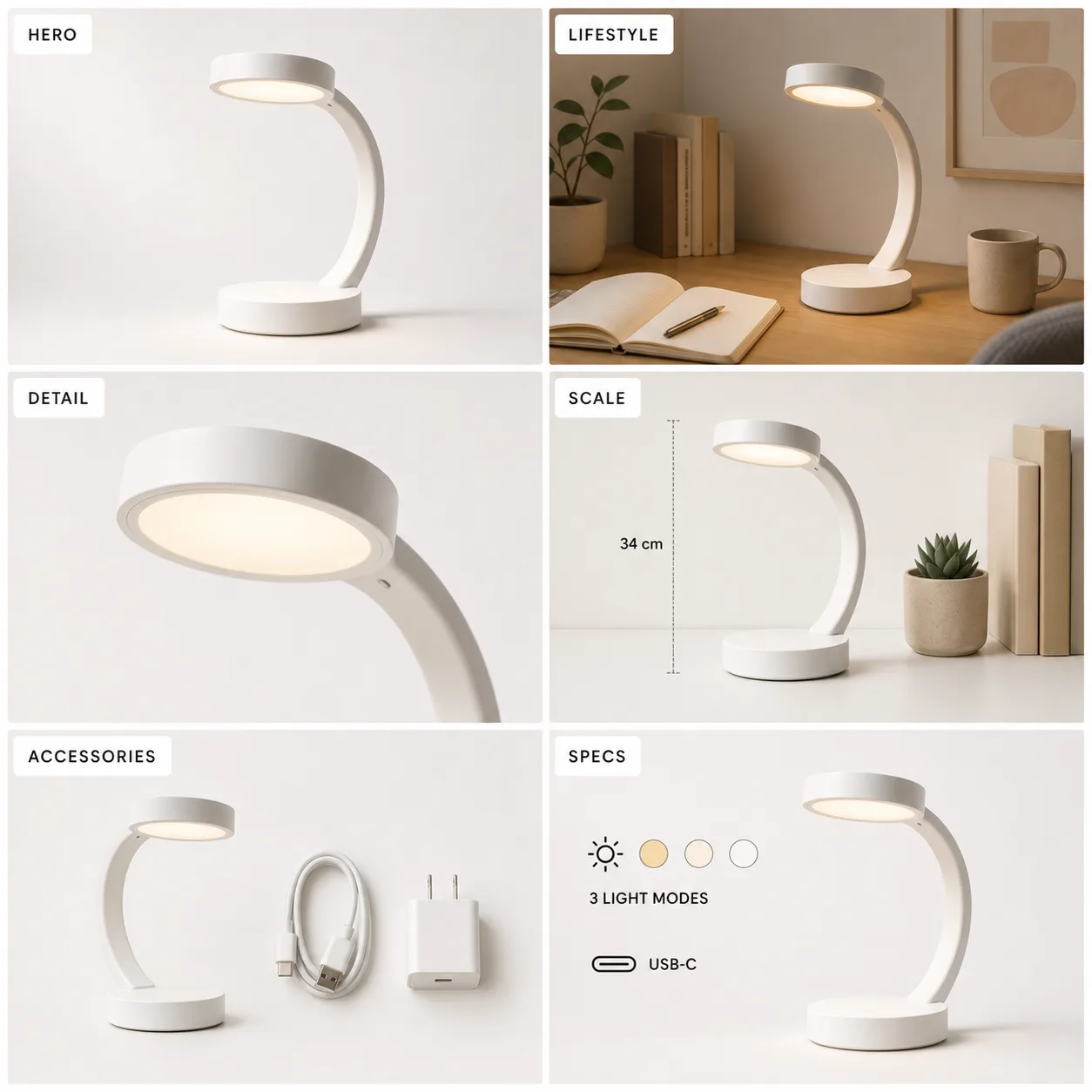 Generated ecommerce PDP image-set contact sheet with six product slots.