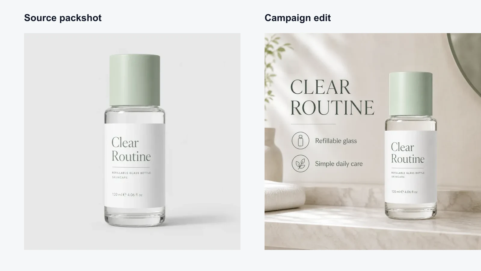 Before and after sample for a GPT Image-2 product campaign edit.