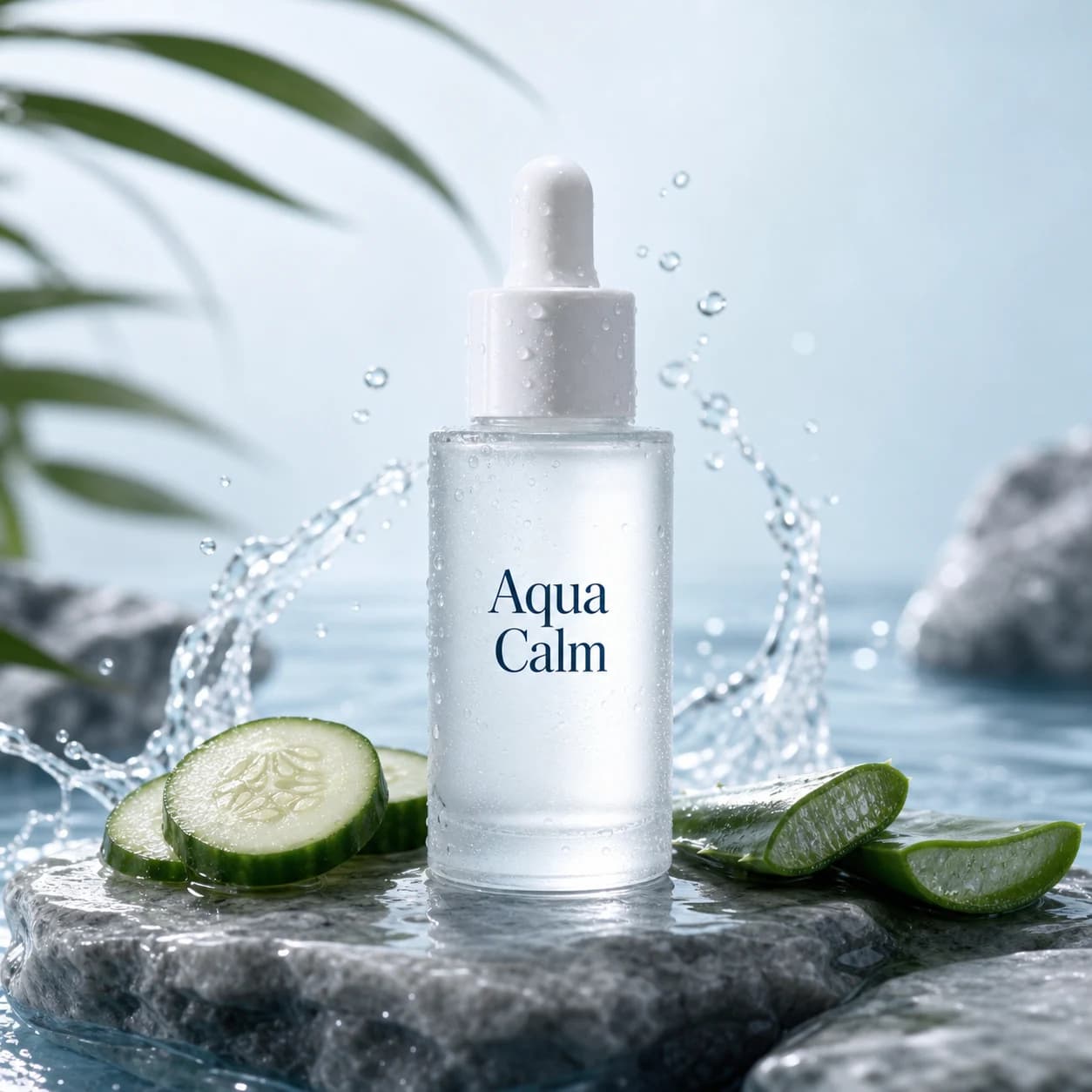 Generated skincare splash product hero image.
