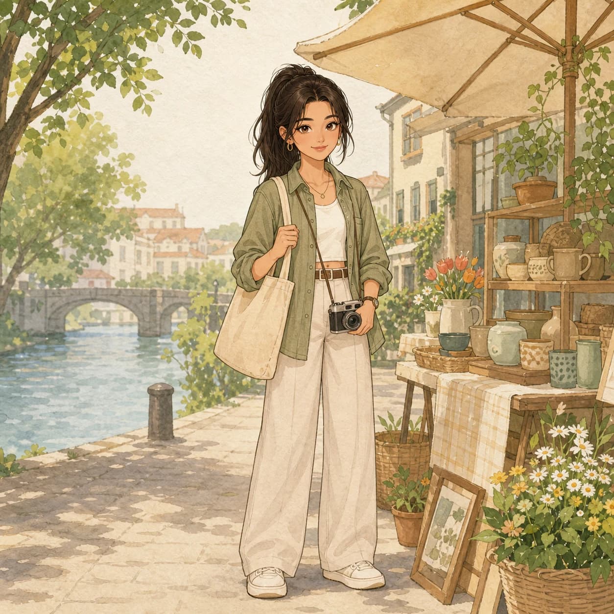 Generated storybook-style travel portrait scene.