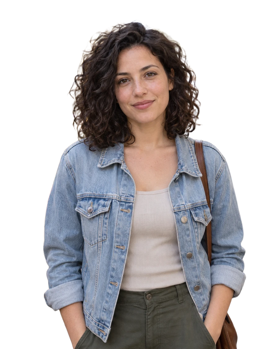 Portrait in a busy market, background removed with transparency